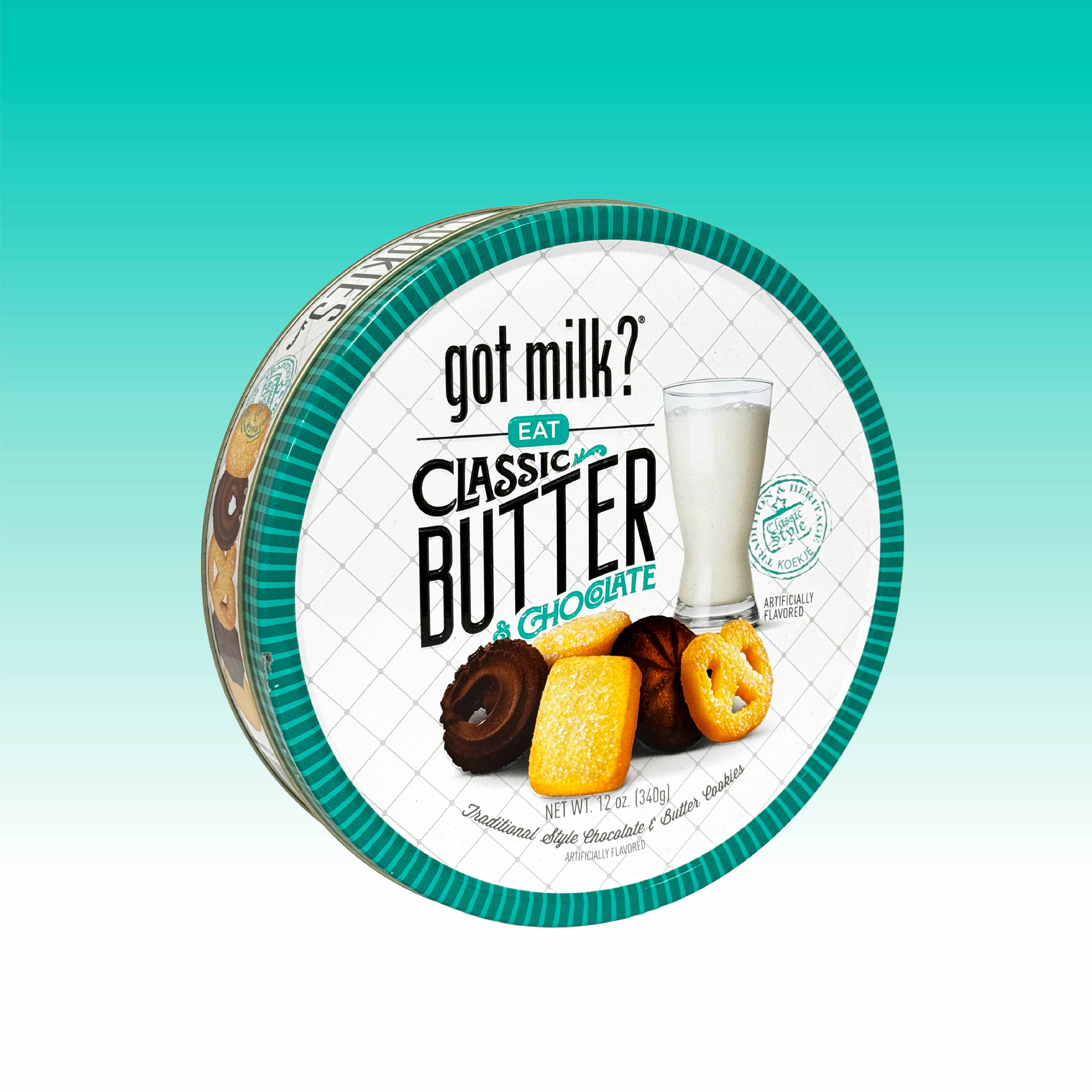 Got Milk? Chocolate Butter Cookies, Embossed Cookie Tin, 12 Oz