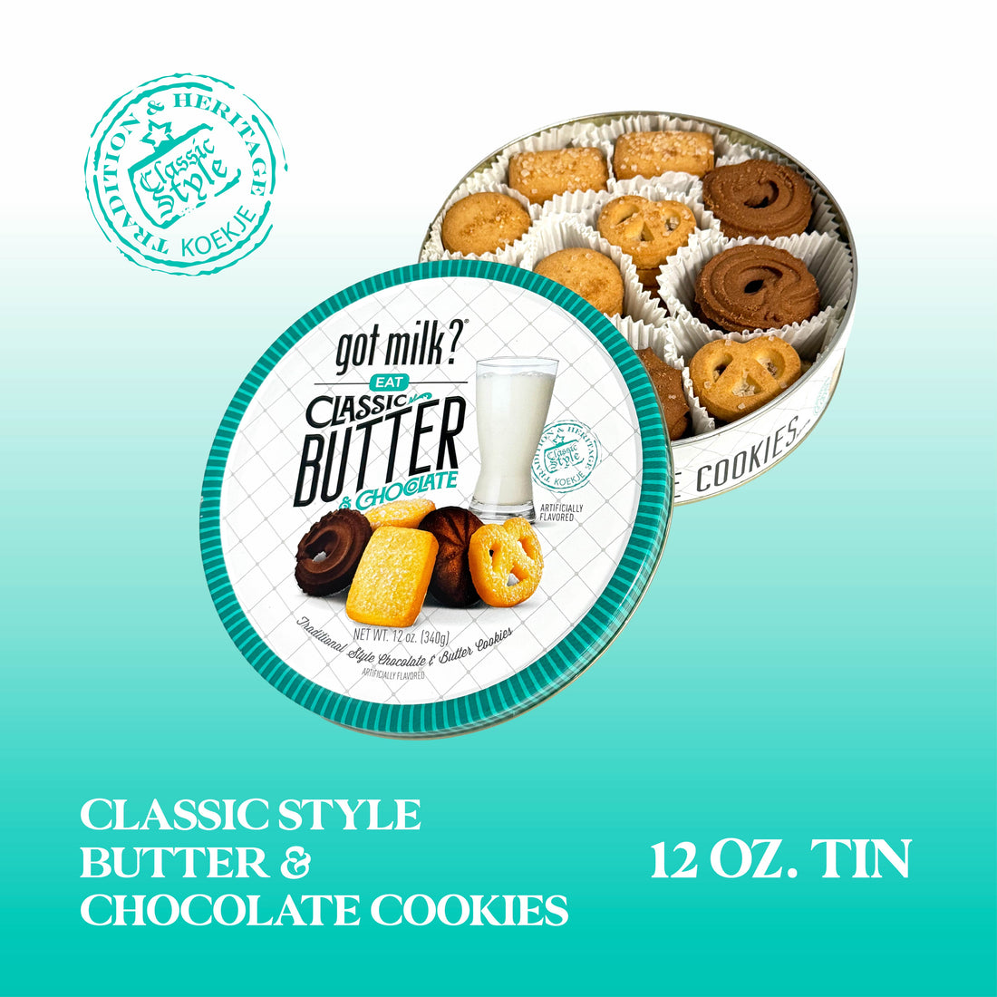 Got Milk? Chocolate Butter Cookies, Embossed Cookie Tin, 12 Oz. (12 Pa ...