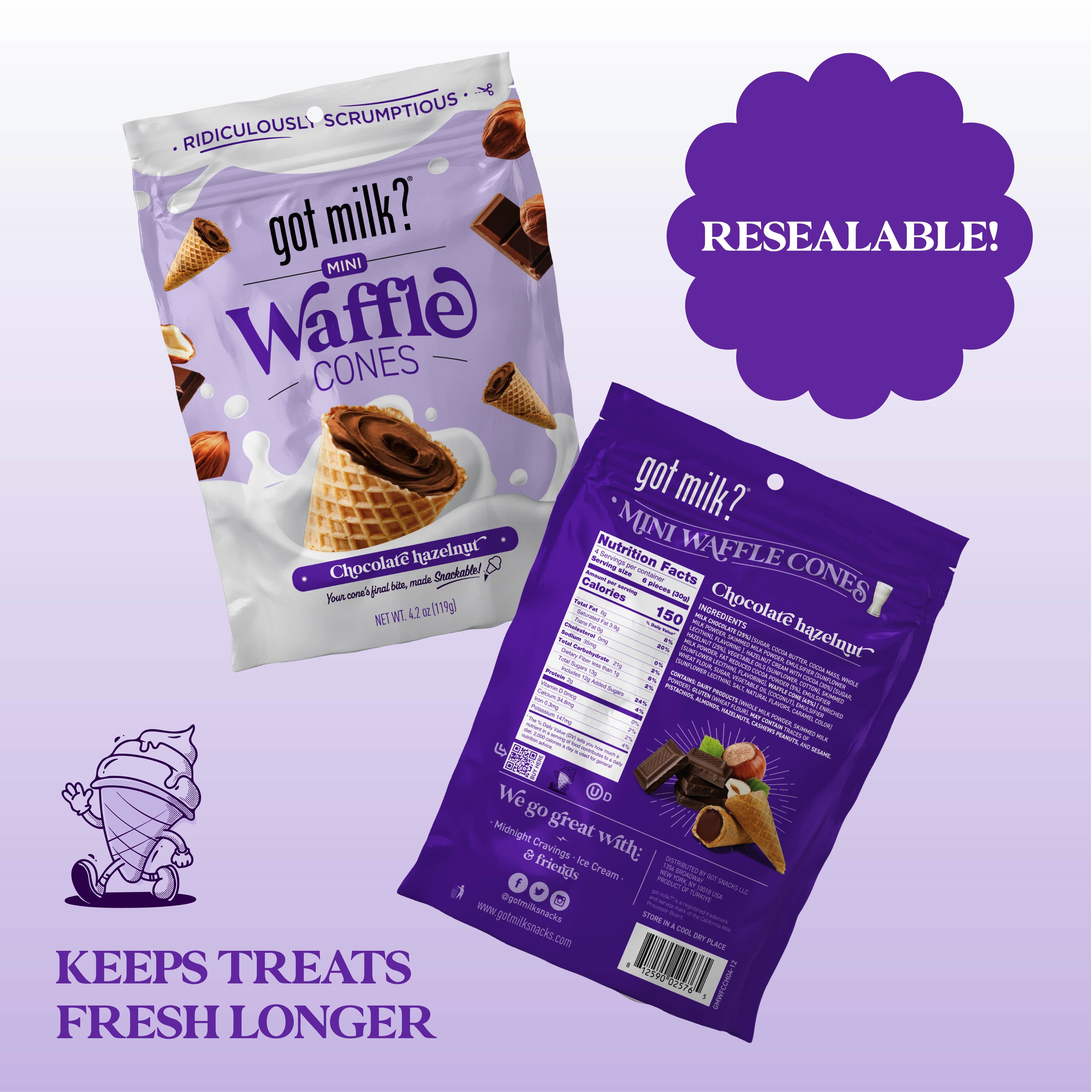 Chocolate Hazelnut Milkshake Mini Waffle Cones