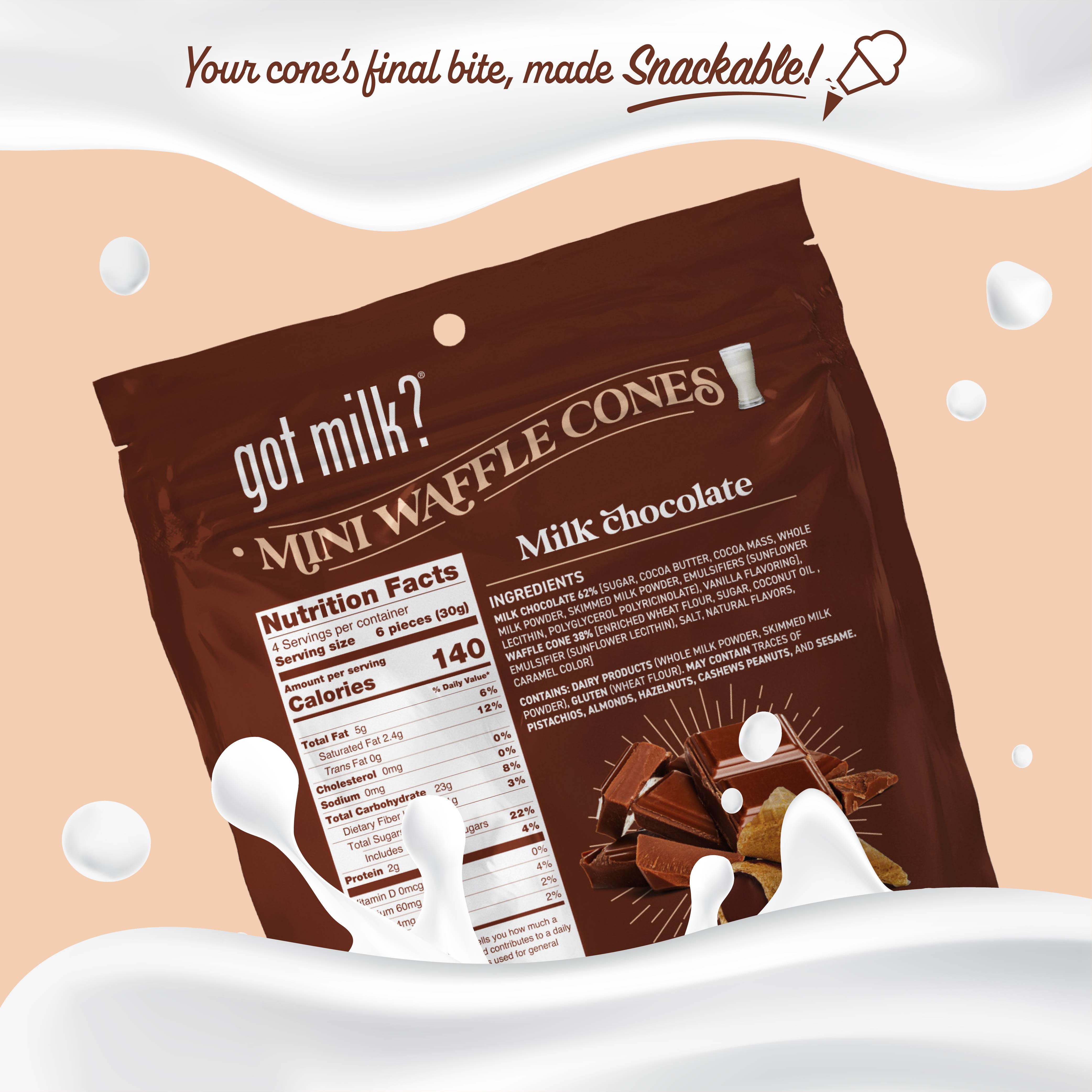 Milk Chocolate Mini Waffle Cones
