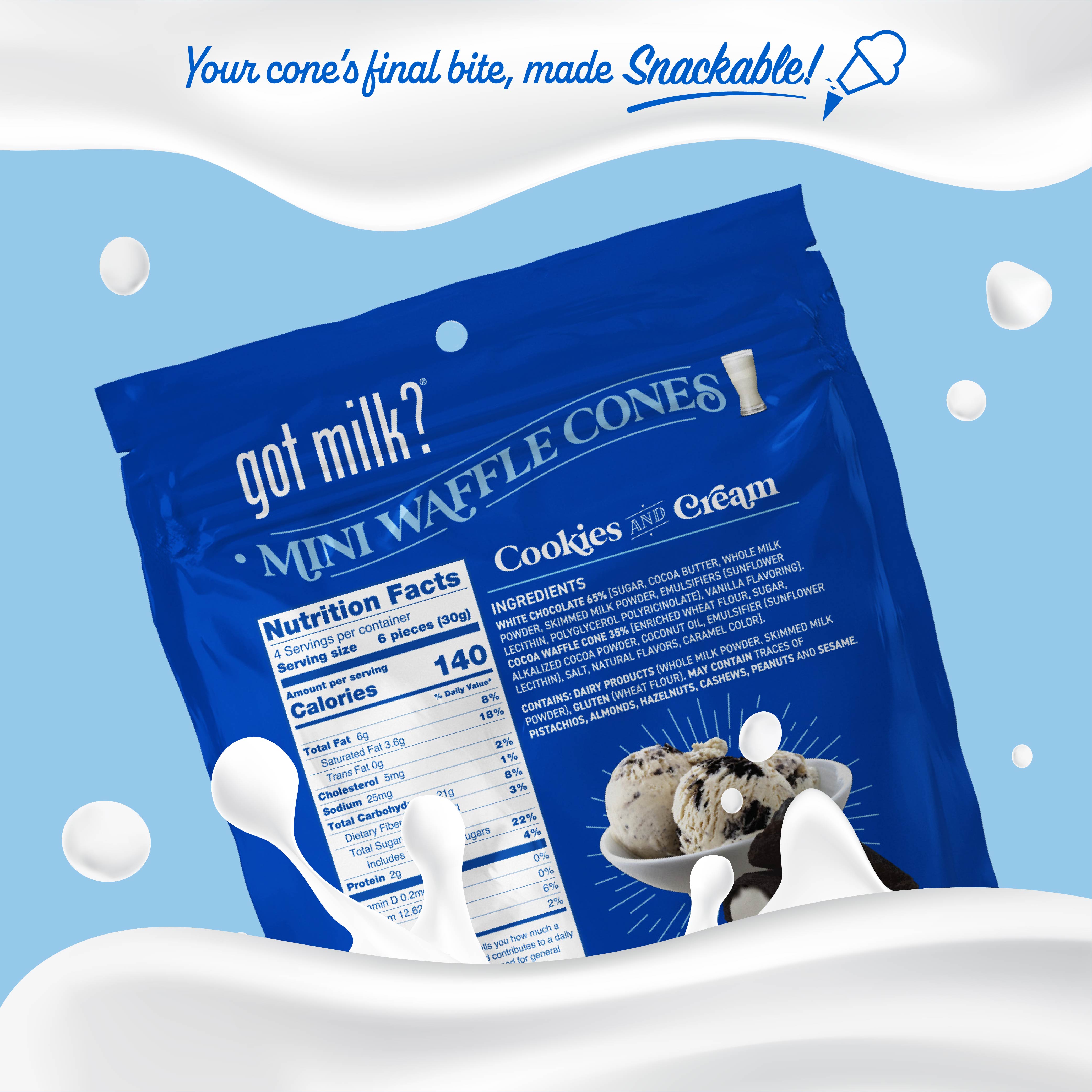 Cookies and Cream Mini Waffle Cones