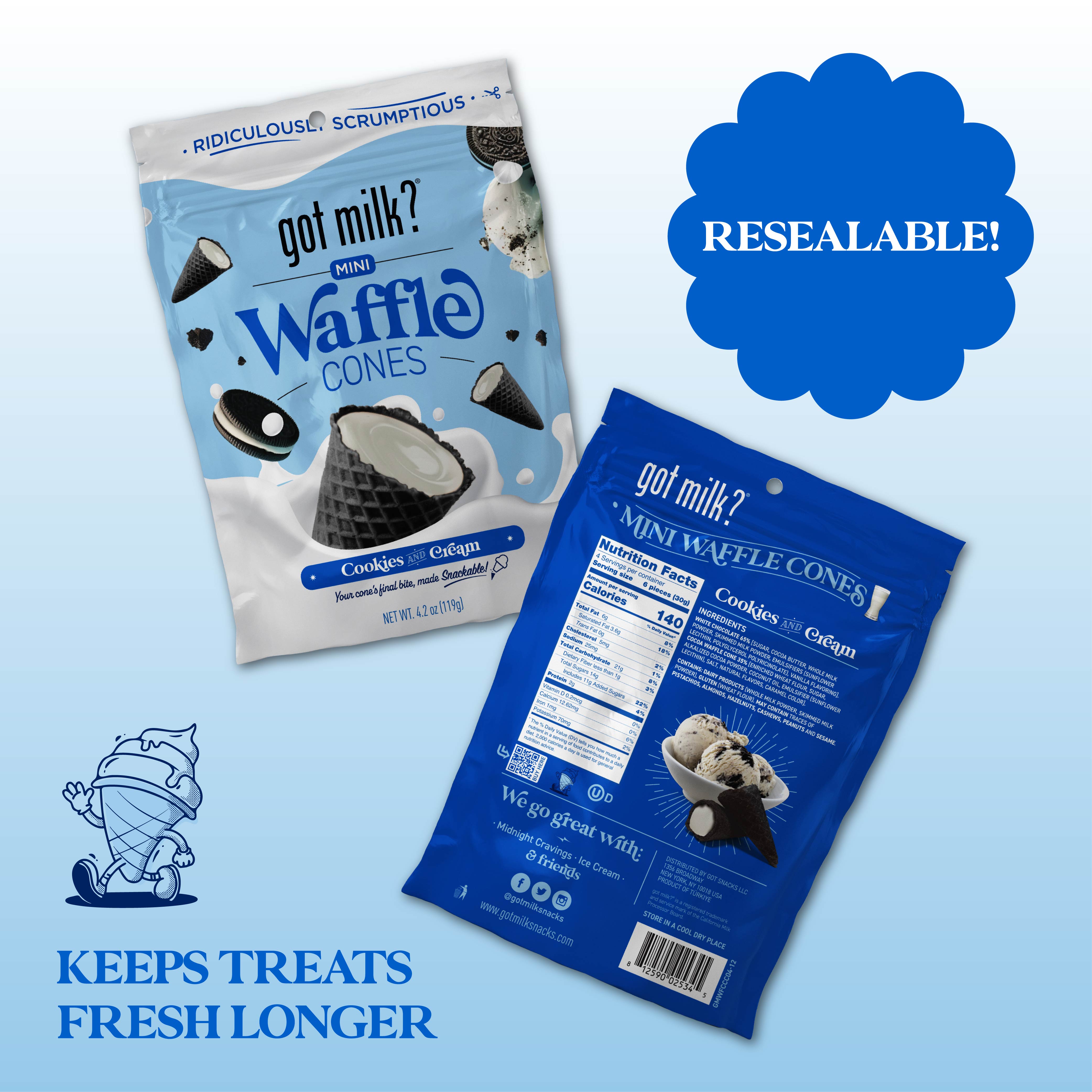 Cookies and Cream Mini Waffle Cones