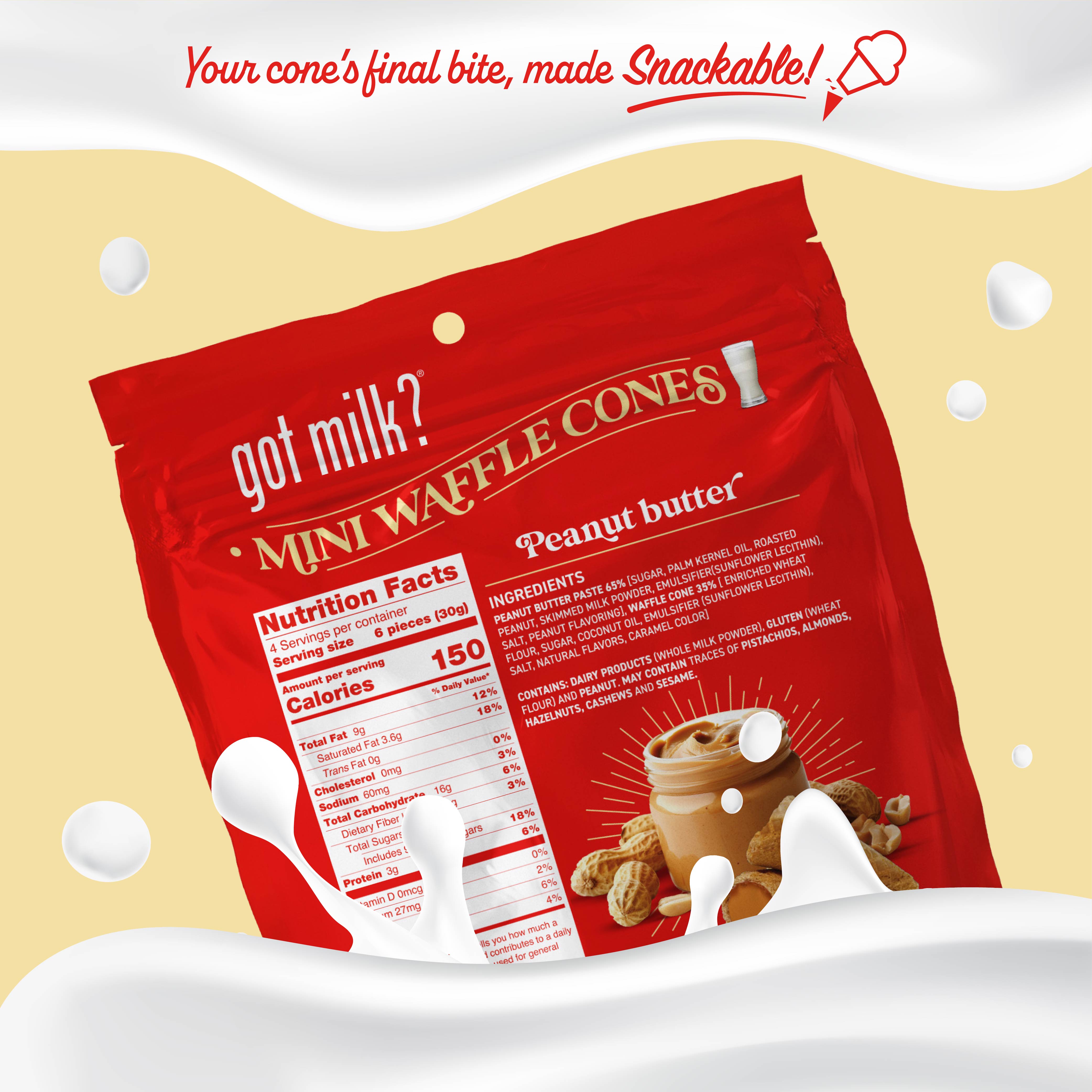 Peanut Butter Mini Waffle Cones