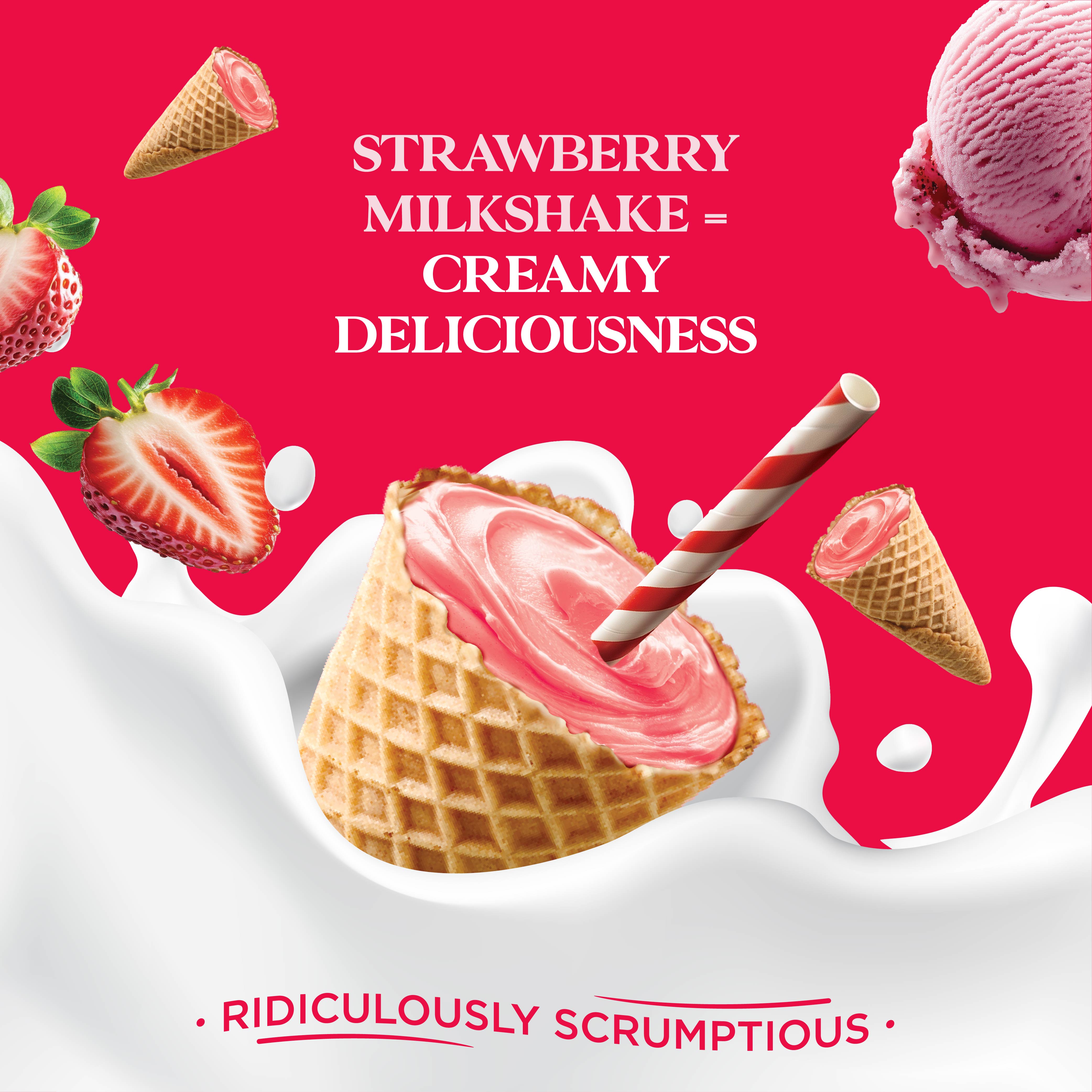 Strawberry Milkshake Mini Waffle Cones